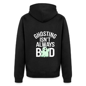 Paranormal Comedy Funny Ghost Humor Lighthearted - Unisex Premium Organic Zip Hoodie - black - Back - Nico (187cm)