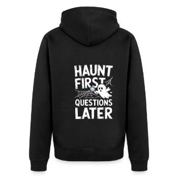Paranormal Comedy Funny Ghost Humor Lighthearted - Unisex Premium Organic Zip Hoodie - black - Back - Nico (187cm)