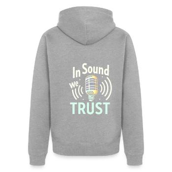 Hochwertiger Premium-sound Für Audiophile Kultur - Unisex Premium Bio Zip Hoodie - Grau meliert - Hinten - Nico (187cm)