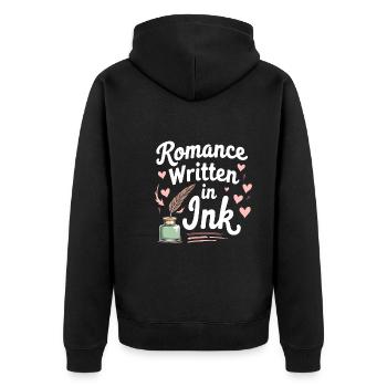Romantische Nostalgie Vintage Romance Classic Love - Unisex Premium Bio Zip Hoodie - Schwarz - Hinten - Nico (187cm)