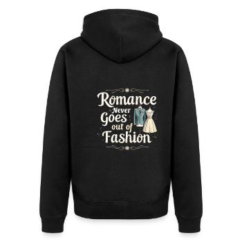 Romantische Nostalgie Vintage Romance Classic Love - Unisex Premium Bio Zip Hoodie - Schwarz - Hinten - Nico (187cm)