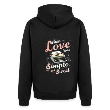 Romantische Nostalgie Vintage Romance Classic Love - Unisex Premium Bio Zip Hoodie - Schwarz - Hinten - Nico (187cm)