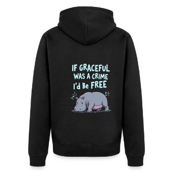 Hippopotame Humour, Citations sarcastiques, Drôle - Veste à capuche bio Premium Unisexe - noir - Dos - Nico (187cm)