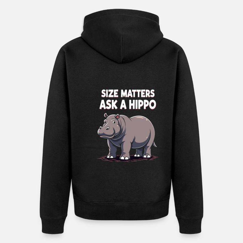 Humour hippopotame, citations sarcastiques, drôle - Veste à capuche bio Premium Unisexe - noir