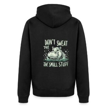 Hippopotame Humour, Citations sarcastiques, Drôle - Veste à capuche bio Premium Unisexe - noir - Dos - Nico (187cm)