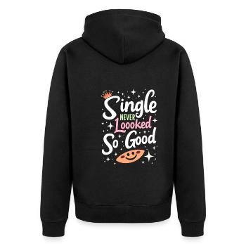 Trennungsermächtigung, Selbstliebe, Neuanfänge - Unisex Premium Bio Zip Hoodie - Schwarz - Hinten - Nico (187cm)