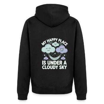 Wolkenblick, Entspannender Himmel, Verträumte - Unisex Premium Bio Zip Hoodie - Schwarz - Hinten - Nico (187cm)