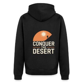 Desert wanderers, rugged trails and dry - Unisex Premium Organic Zip Hoodie - black - Back - Nico (187cm)