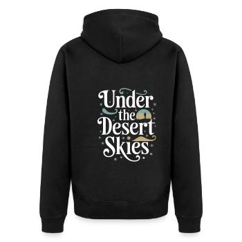 Desert wanderers, rugged trails and dry - Unisex Premium Organic Zip Hoodie - black - Back - Nico (187cm)