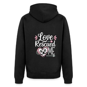 Freiwillige Tierrettung Animal Shelter Heroes - Unisex Premium Bio Zip Hoodie - Schwarz - Hinten - Nico (187cm)