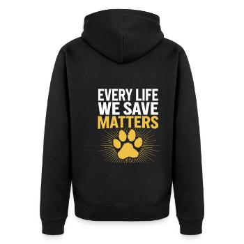 Freiwillige Tierrettung Animal Shelter Heroes - Unisex Premium Organic Zip Hoodie - black - Back - Nico (187cm)