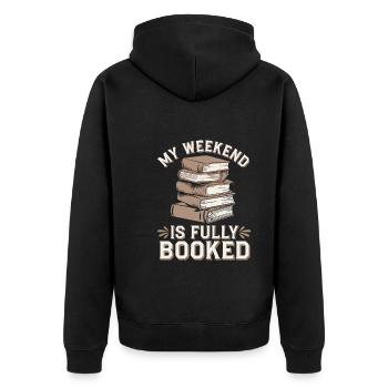 Buchhafter Humor, Witzige Lesezitate, Literarisch - Unisex Premium Bio Zip Hoodie - Schwarz - Hinten - Nico (187cm)