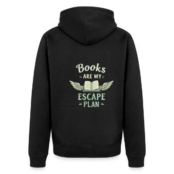 Buchhafter Humor, Witzige Lesezitate, Literarisch - Unisex Premium Bio Zip Hoodie - Schwarz - Hinten - Nico (187cm)