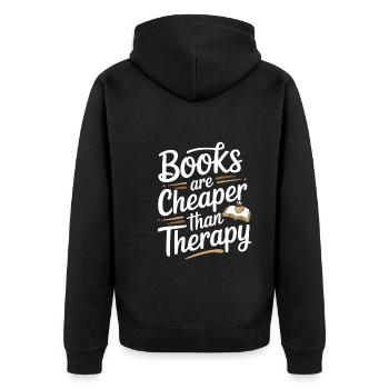 Buchhafter Humor, Witzige Lesezitate, Literarisch - Unisex Premium Bio Zip Hoodie - Schwarz - Hinten - Nico (187cm)