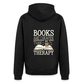 Buchhafter Humor, Witzige Lesezitate, Literarisch - Unisex Premium Bio Zip Hoodie - Schwarz - Hinten - Nico (187cm)