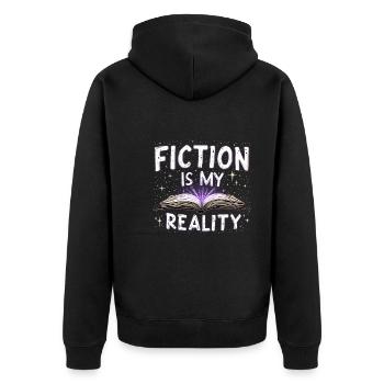 Buchhafter Humor, Witzige Lesezitate, Literarisch - Unisex Premium Bio Zip Hoodie - Schwarz - Hinten - Nico (187cm)