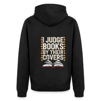 Buchhafter Humor, Witzige Lesezitate, Literarisch - Unisex Premium Bio Zip Hoodie - Schwarz - Hinten - Nico (187cm)