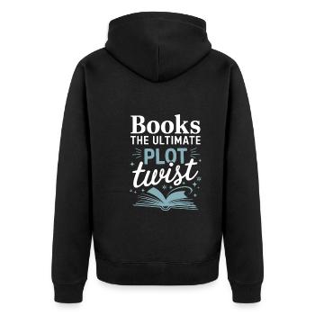 Buchhafter Humor, Witzige Lesezitate, Literarisch - Unisex Premium Bio Zip Hoodie - Schwarz - Hinten - Nico (187cm)