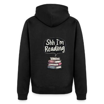 Buchhafter Humor, Witzige Lesezitate, Literarisch - Unisex Premium Bio Zip Hoodie - Schwarz - Hinten - Nico (187cm)