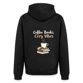 Buchhafter Humor, Witzige Lesezitate, Literarisch - Unisex Premium Bio Zip Hoodie - Schwarz - Hinten - Nico (187cm)