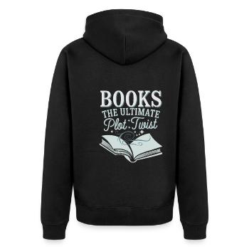 Buchhafter Humor, Witzige Lesezitate, Literarisch - Unisex Premium Bio Zip Hoodie - Schwarz - Hinten - Nico (187cm)