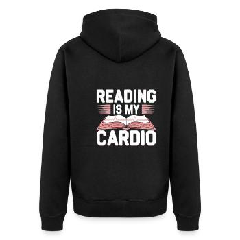 Buchhafter Humor, Witzige Lesezitate, Literarisch - Unisex Premium Bio Zip Hoodie - Schwarz - Hinten - Nico (187cm)