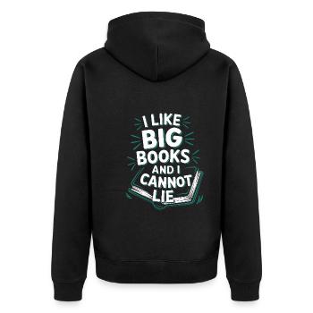 Buchhafter Humor, Witzige Lesezitate, Literarisch - Unisex Premium Bio Zip Hoodie - Schwarz - Hinten - Nico (187cm)