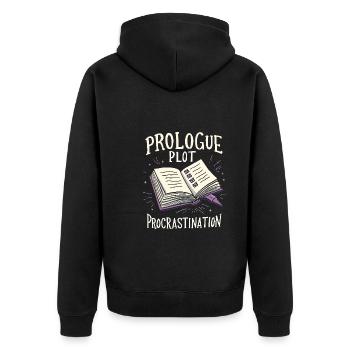 Buchhafter Humor, Witzige Lesezitate, Literarisch - Unisex Premium Bio Zip Hoodie - Schwarz - Hinten - Nico (187cm)