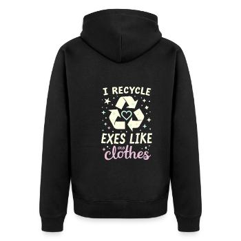 Trennungsermächtigung, Selbstliebe, Neuanfänge - Unisex Premium Bio Zip Hoodie - Schwarz - Hinten - Nico (187cm)