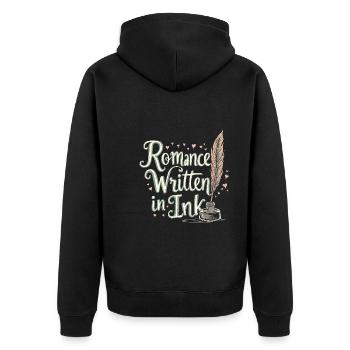 Romantische Nostalgie Vintage Romance Classic Love - Unisex Premium Bio Zip Hoodie - Schwarz - Hinten - Nico (187cm)