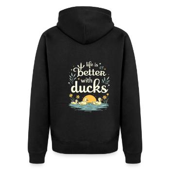 Nutztier-enten-enthusiasten Hinterhof-enten - Unisex Premium Bio Zip Hoodie - Schwarz - Hinten - Nico (187cm)