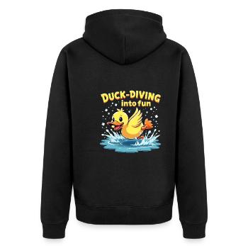 Nutztier-enten-enthusiasten Hinterhof-enten - Unisex Premium Bio Zip Hoodie - Schwarz - Hinten - Nico (187cm)