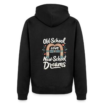 Romantische Nostalgie Vintage Romance Classic Love - Unisex Premium Bio Zip Hoodie - Schwarz - Hinten - Nico (187cm)