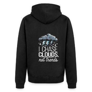 Skurrile Wettermuster, Skurrile Wolken, Lustig - Unisex Premium Bio Zip Hoodie - Schwarz - Hinten - Nico (187cm)