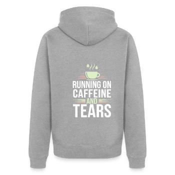 Épuisement émotionnel Humour Drôle Stress Citations - Veste à capuche bio Premium Unisexe - gris chiné - Dos - Nico (187cm)