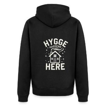 Skandinavische Ästhetik, Nordischer - Unisex Premium Bio Zip Hoodie - Schwarz - Hinten - Nico (187cm)