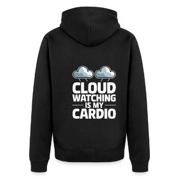Wolkenblick, Entspannender Himmel, Verträumte - Unisex Premium Bio Zip Hoodie - Schwarz - Hinten - Nico (187cm)