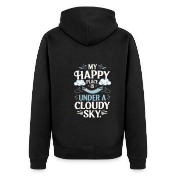 Wolkenblick, Entspannender Himmel, Verträumte - Unisex Premium Bio Zip Hoodie - Schwarz - Hinten - Nico (187cm)