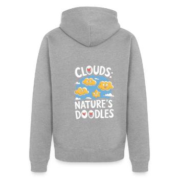 Wolkenblick, Entspannender Himmel, Verträumte - Unisex Premium Bio Zip Hoodie - Grau meliert - Hinten - Nico (187cm)