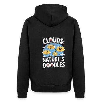Wolkenblick, Entspannender Himmel, Verträumte - Unisex Premium Bio Zip Hoodie - Schwarz - Hinten - Nico (187cm)