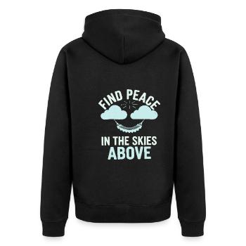 Wolkenblick, Entspannender Himmel, Verträumte - Unisex Premium Bio Zip Hoodie - Schwarz - Hinten - Nico (187cm)