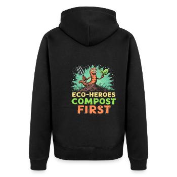 Composting enthusiasts Sustainable gardening - Unisex Premium Organic Zip Hoodie - black - Back - Nico (187cm)