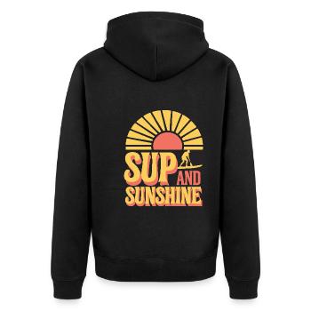 Paddleboarding SUP adventures, water sports in the - Unisex Premium Organic Zip Hoodie - black - Back - Nico (187cm)