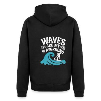 Paddleboarding SUP adventures, water sports in the - Unisex Premium Organic Zip Hoodie - black - Back - Nico (187cm)