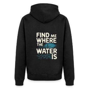 Paddleboarding SUP adventures, water sports in the - Unisex Premium Organic Zip Hoodie - black - Back - Nico (187cm)