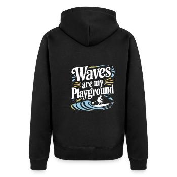 Paddleboarding SUP adventures, water sports in the - Unisex Premium Organic Zip Hoodie - black - Back - Nico (187cm)