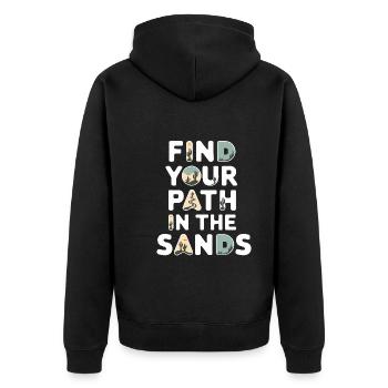 Desert wanderers, rugged trails and dry - Unisex Premium Organic Zip Hoodie - black - Back - Nico (187cm)