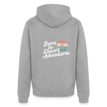 Wüstenwanderer, Schroffe Pfade Und Trockene - Unisex Premium Bio Zip Hoodie - Grau meliert - Hinten - Nico (187cm)