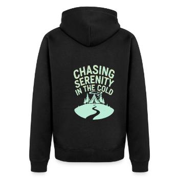 Winter Camper Snow Camping Adventure - Unisex Premium Organic Zip Hoodie - black - Back - Nico (187cm)
