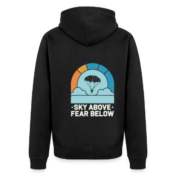 Skydiving Beginners Adventure Nerves - Unisex Premium Organic Zip Hoodie - black - Back - Nico (187cm)